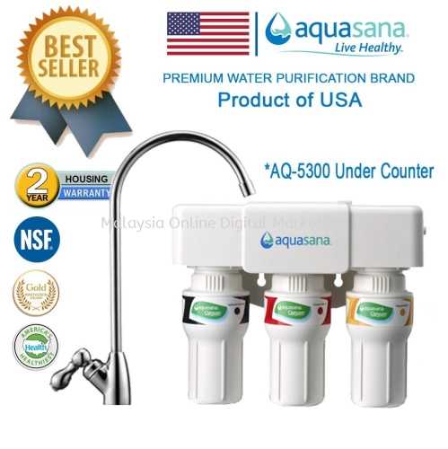 (COUNTER TOP) AQUASANA AQ-5300 Water Filter Water Purifier Filter - (4 NSF Approved, 2 Years Housing Warranty)