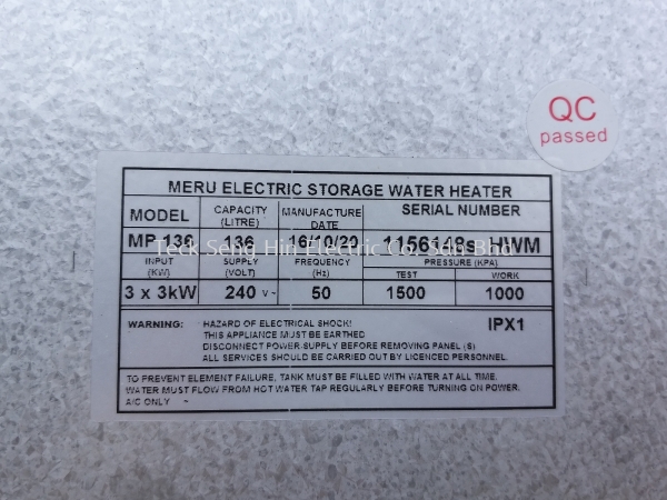 KFC, Kuala Kangsar, Perak MERU Electric Storage Water Heater (Commercial Type) Perak, Malaysia, Ipoh Supplier, Suppliers, Supply, Supplies | Teck Seng Hin Electric Co. Sdn Bhd