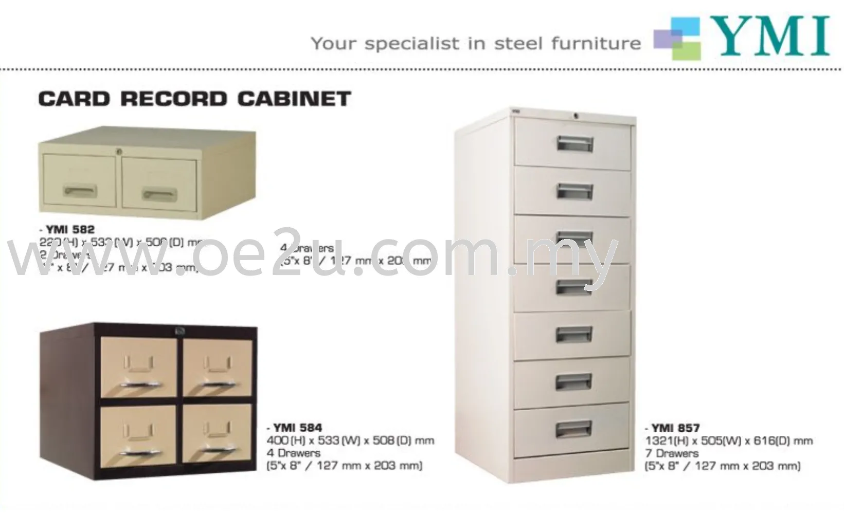 2 Drawer Card Index Cabinet (Card Size: 6"x4")