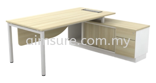 L shape Director table with side credenza return