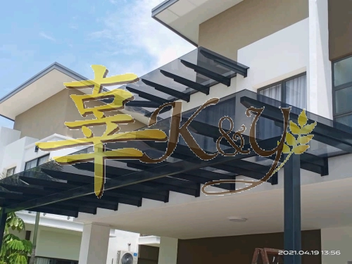 Mild Steel Laminate Glass Roof Awning -Frame Ms 2x4(1.9)Hollow ,Bean 2x5(2.3)Hollow ,Pillar Ms 4x4(1.9)Hollow