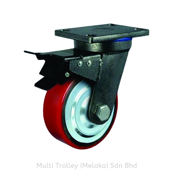 Flat PU Brake Polyurethane (PU) Extra Heavy Duty (1200kg-3000kg) Castor & Wheel Malaysia, Melaka Supplier, Suppliers, Supply, Supplies | Multi Trolley (Melaka) Sdn Bhd