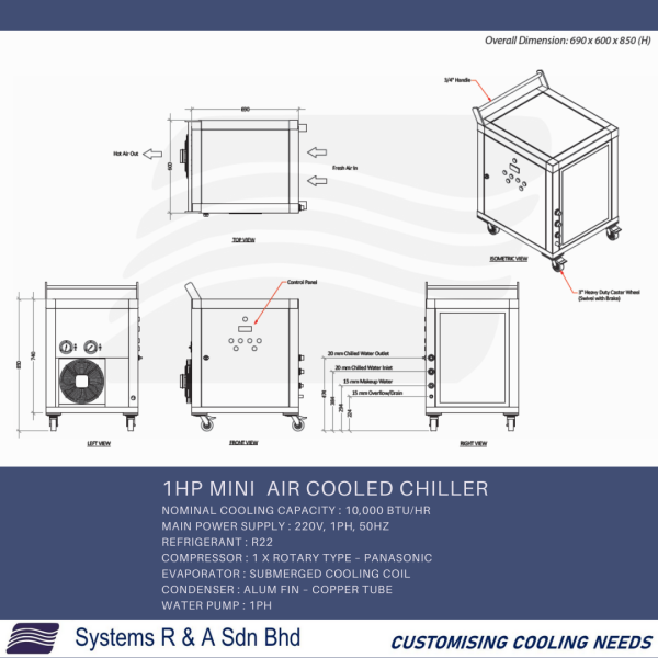 1HP Mini  Air cooled Chiller Mini Chiller Air Cooled Chiller Johor Bahru (JB), Malaysia, Desa Jaya Supplier, Suppliers, Supply, Supplies | Systems R&A (M) Sdn Bhd