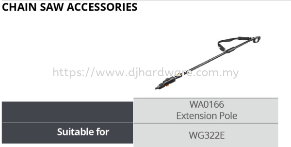 WORX CHAIN SAW ACCESSORIES EXTENSION POLE WA0166 WG322E (WO) IMPACT DRIVER & WRENCHES POWER TOOLS TOOLS & EQUIPMENTS Selangor, Malaysia, Kuala Lumpur (KL), Sungai Buloh Supplier, Suppliers, Supply, Supplies | DJ Hardware Trading (M) Sdn Bhd