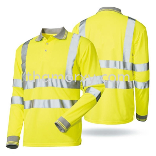 Reflective Safety Long Sleeve Polo Shirt