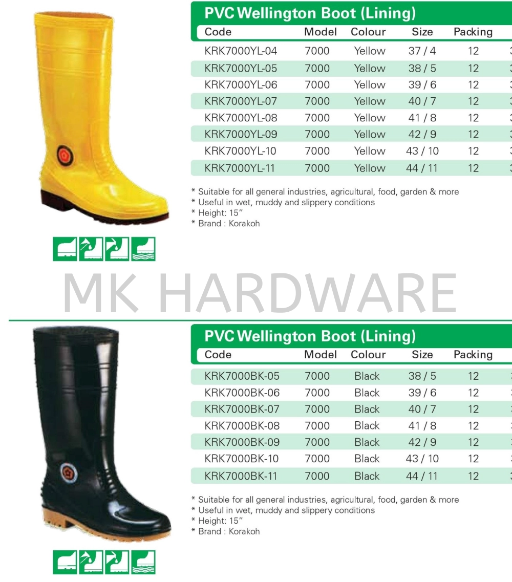 PVC WELLINGTON BOOT (LINING)