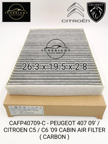 CAFP40709-C - PEUGEOT 407 09' / CITROEN C5 / C6 '09 CABIN AIR FILTER ( CARBON )