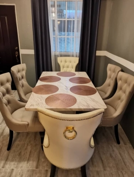 Royal Chair Dinning Table Sweet Home with Marble
