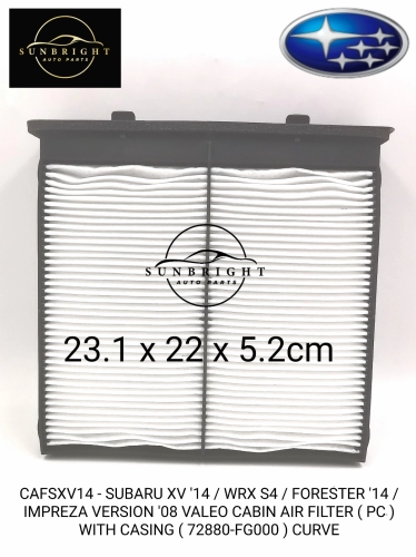 CAFSXV14 - SUBARU XV '14 / WRX S4 / FORESTER '14 / IMPREZA VERSION '08 VALEO CABIN AIR FILTER ( PC ) WITH CASING ( 72880-FG000 ) CURVE