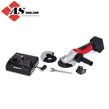 SNAP-ON 18 V MonsterLithium Cordless Angle Grinder/ Cut-Off Tool Kit with Safety Switch (One Battery/ Charger) (Red) / Model: CTGR8855K1