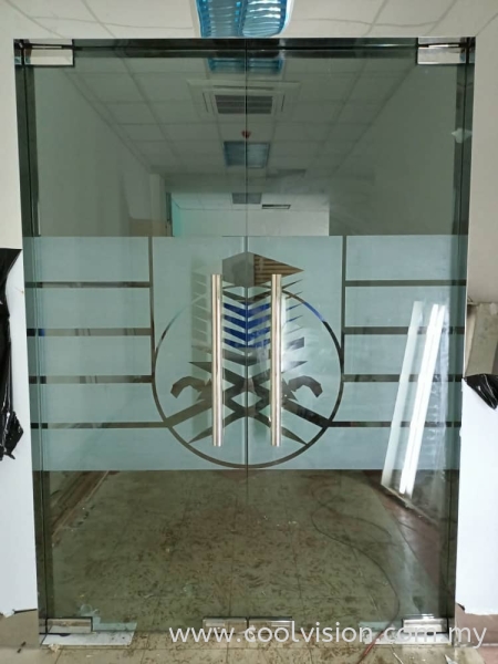 Die-Cut Frosted Film With Company Logo Sandblast Sticker Shah Alam, Selangor, Malaysia. Installation, Supplies, Supplier, Supply | Cool Vision Solar Film Specialist