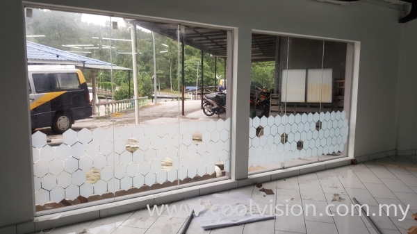 Die-Cut Frosted Film With Company Logo Sandblast Sticker Shah Alam, Selangor, Malaysia. Installation, Supplies, Supplier, Supply | Cool Vision Solar Film Specialist