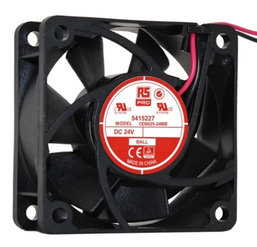 541-5227 RS PRO, 24 V dc, DC Axial Fan, 60 x 60 x 25mm, 30.6m3/h, 1.9W