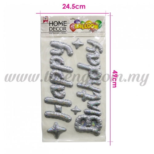 Wall Decoration Stickers Happy Birthday Silver (SK-WXKK-SI)