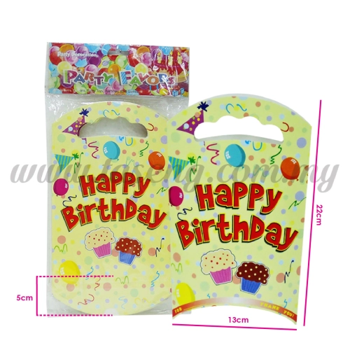 Paper Gift Box Happy Birthday Yellow 1pack *12pcs (BX-GB-08)