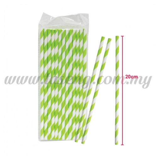 Paper Straw Stripe - Green (P-SAW-9001GN)