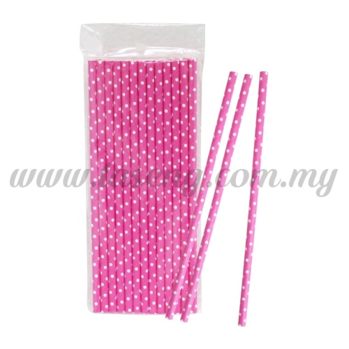 Paper Straw Polka Dot Small - Pink (P-SAW-9004P)