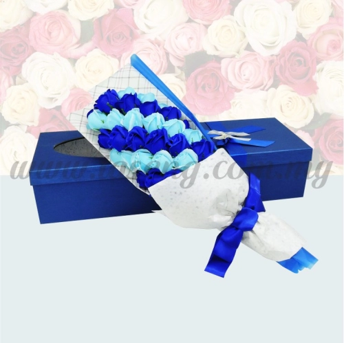 33pcs Soap Flower -Baby Blue & Blue (FW-33BB)