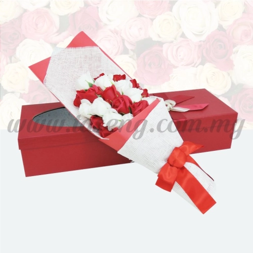 21pcs Soap Flower -White & Red (FW-21WR)