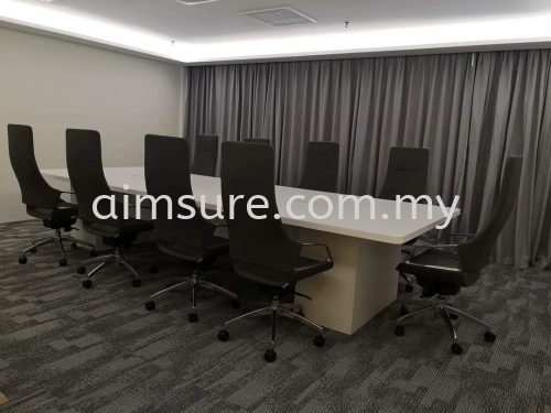 Conference table with block wooden leg