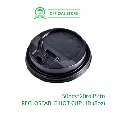 Hot Cup Lid Recloseable BLACK - 8oz hot cup / cap / cover