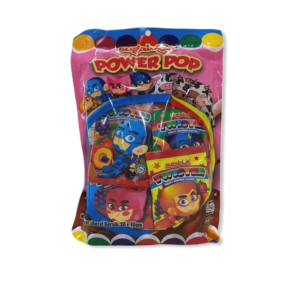 Sugalova Power Pop Twister Fruity Powdered Lollipops