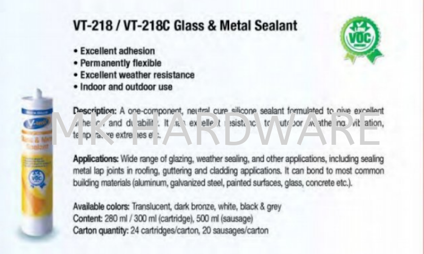 VT-218/VT-218C GLASS & METAL SEALANT