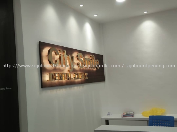 city smile stainless steel gold mirror backlit indoor signage signboard at puchong kuala lumpur Timbul LED Dengan Cahaya Latar Selangor, Malaysia, Kuala Lumpur (KL) Pembuat, Pebekal, Pemasangan | Great Sign Advertising (M) Sdn Bhd