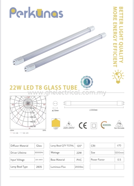 Perkunas T8 22w Led Tube  Perkunas  LED Lighting Kuala Lumpur (KL), Malaysia Supply, Supplier | G&H Electrical Trading Sdn Bhd