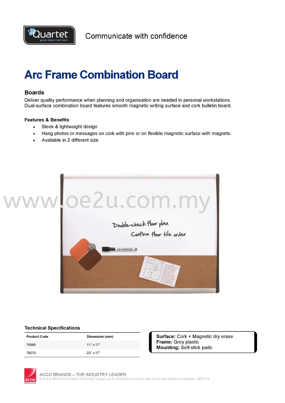 QUARTET Arc Frame Combination Boards (23"x17")