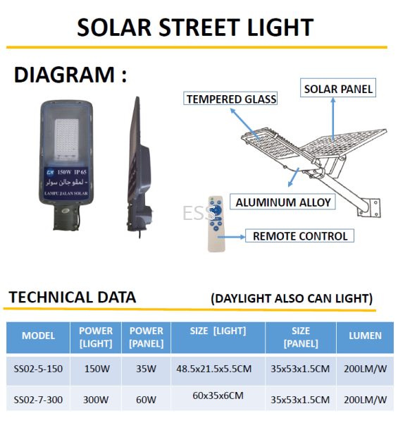 Solar Street Light 150W 300W 350W Solar Street Light Perak, Ipoh, Malaysia Installation, Supplier, Supply, Supplies | Exces Sales & Services Sdn Bhd