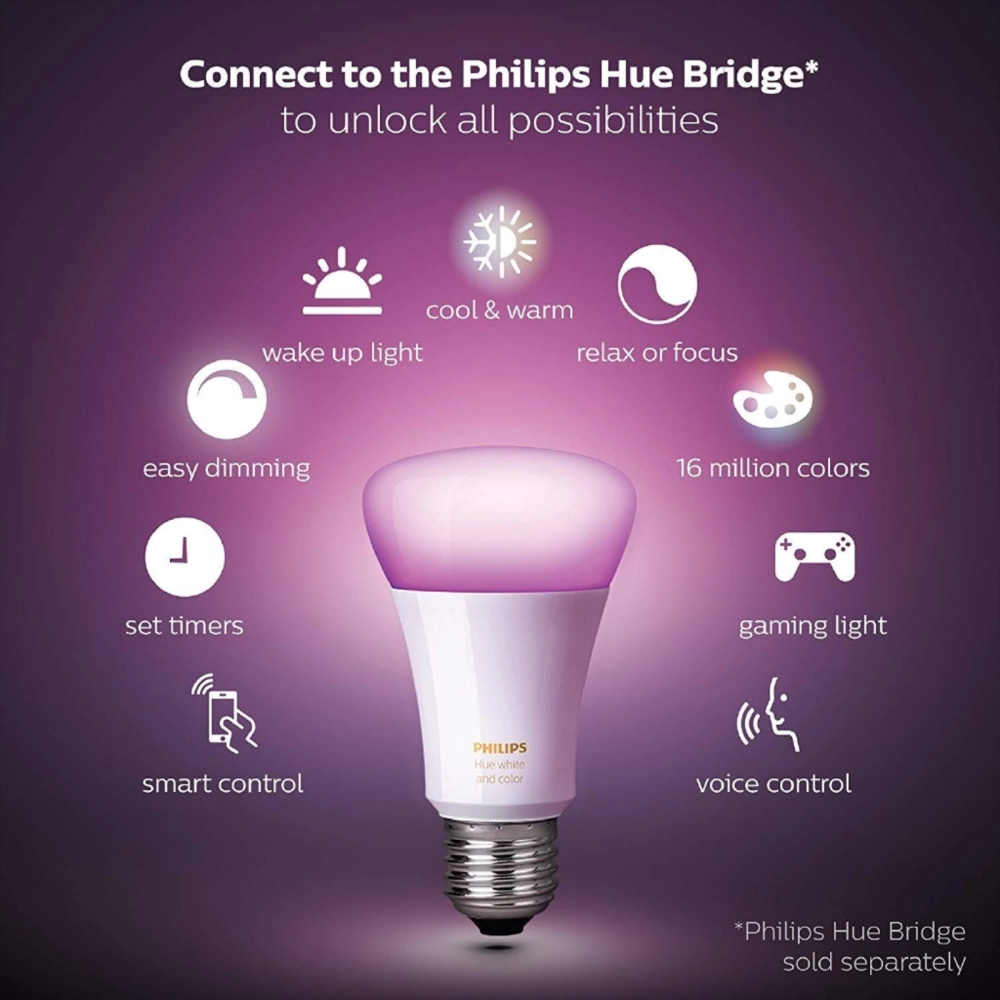 Philips Hue White/Color 9W Bluetooth E27 Bulb - Philips Hue