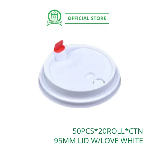 95mm LID WITH LOVE BUTTON White - Flat lid | Love Cap | Fruit Cup | PP Cup | U Shape Cup | Takeaway