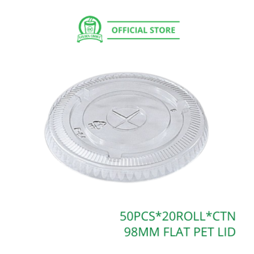 98mm FLAT PET LID - for 16oz PET Cup | Quality | Solid | Takeaway | Cap