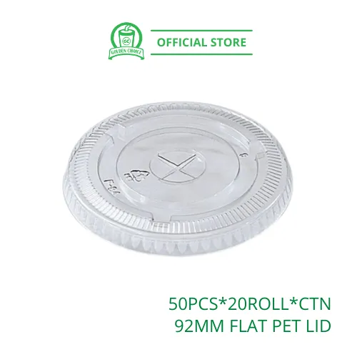 92mm FLAT PET LID - for 12oz PET Cup | Quality | Solid | Takeaway | Cap