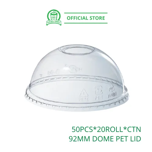 92mm DOME PET LID - for 12oz PET Cup | Quality | Solid | Takeaway | Cap