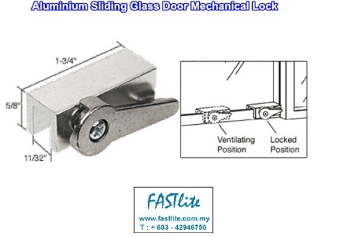 Sliding Aluminium Glass Door Stopper/Lock (on sliding DIN Rail)