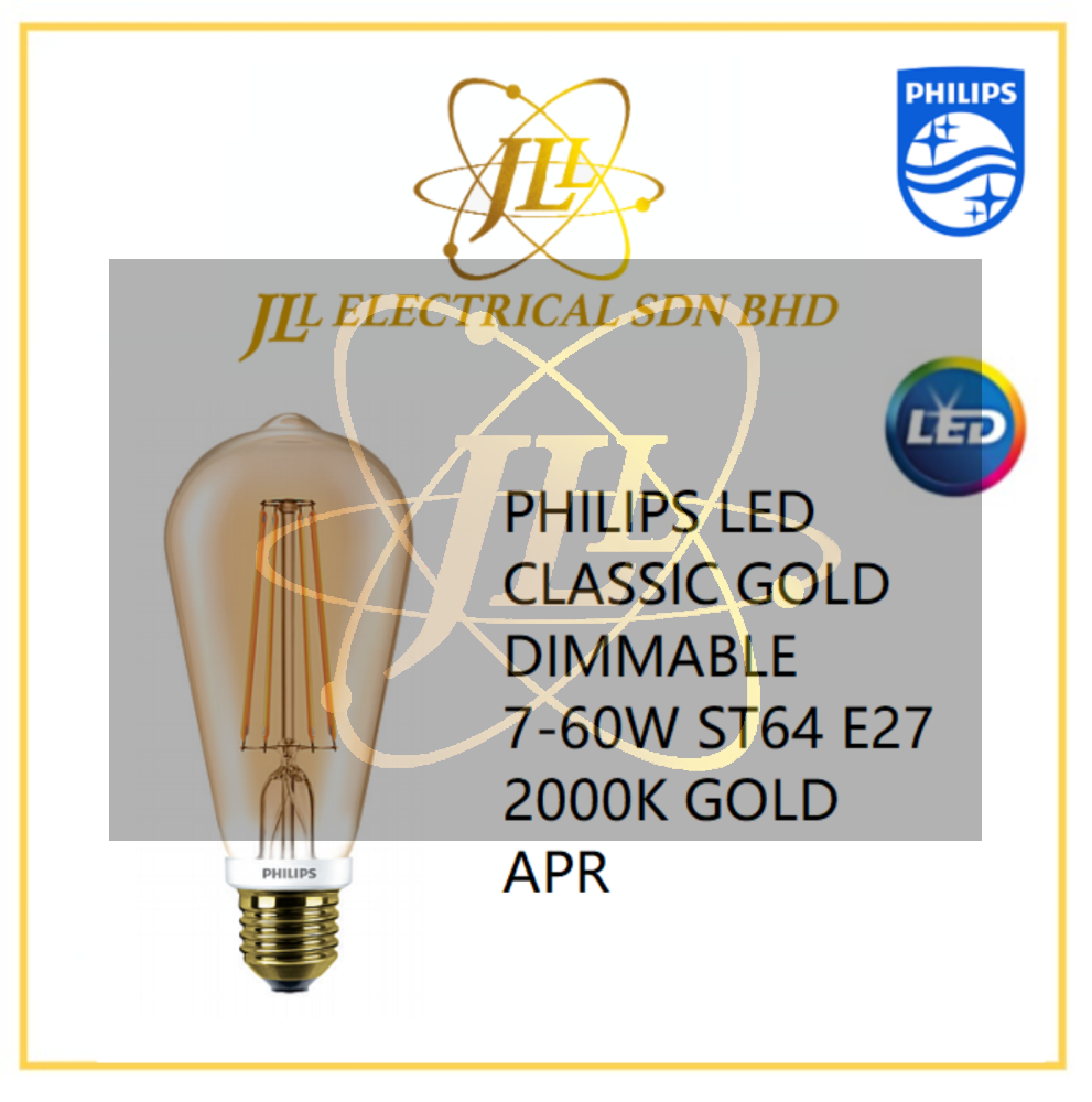 PHILIPS LED CLASSIC GOLD DIMMABLE 7-60W ST64 E27 2000K GOLD APR Kuala ...