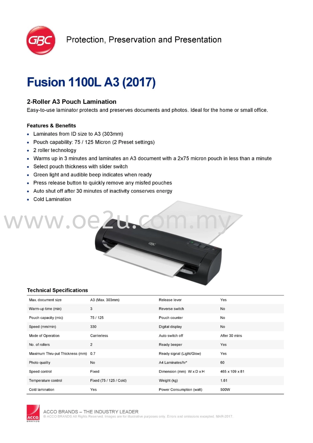 GBC Fusion 1100L A3 Laminator