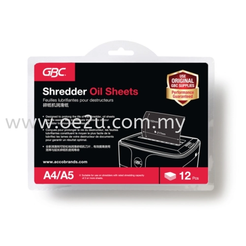 GBC Shredder Oil Sheets (12 sheets/pack)