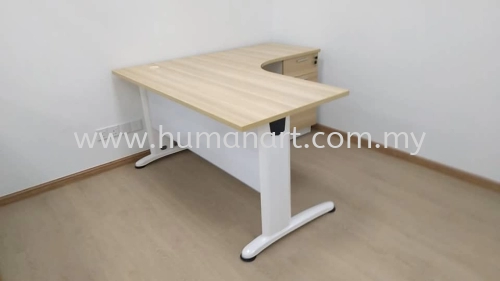 DELIVERY INSTALLATION L-SHAPE TABLE WITH FIXED PEDESTAL 3D BL 1515-3D OFFICE FURNITURE TAMAN PERINDUSTRIAN GLENMARIE, SHAH ALAM