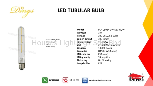 DINGS 09034 3W WW T30-185 LED BULB Bulb Selangor, Malaysia, Kuala Lumpur (KL), Puchong Supplier, Suppliers, Supply, Supplies | Houses Lightings Sdn Bhd