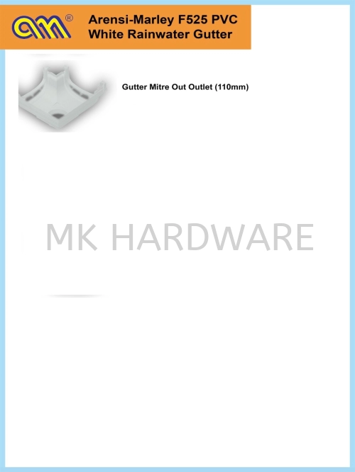 F525 WHITE PVC GUTTER MITRE OUT OUTLET