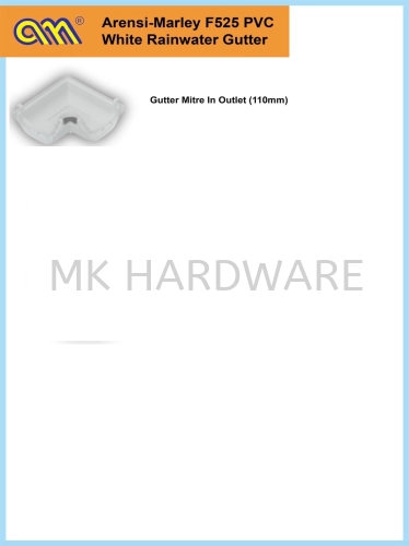 F525 WHITE PVC GUTTER MITRE IN OUTLET