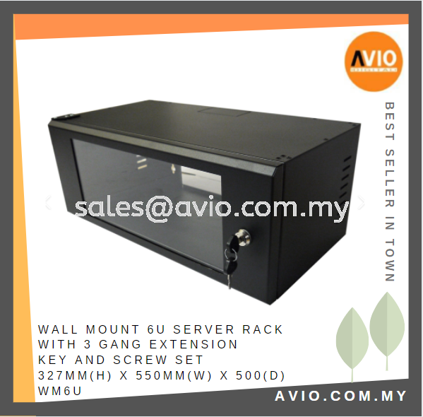 Wall Mount 6U Server Rack with 3 Gang Extension Key and Screw Set 327mm(H) x 550mm(W) x 500(D) WM6U RACK Johor Bahru (JB), Kempas, Johor Jaya Supplier, Suppliers, Supply, Supplies | Avio Digital