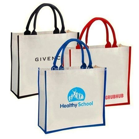 COLOUR STRIP LAMINATED CANVAS BAG - ECO 156