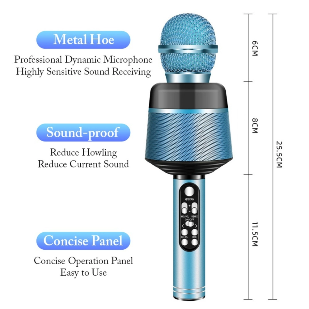 Bluetooth Microphone Q008 Wireless Microphone With Flashing Lights Portable Handhold Mic Speaker