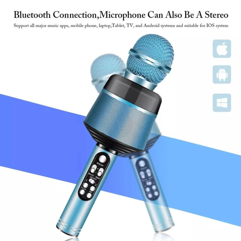 Bluetooth Microphone Q008 Wireless Microphone With Flashing Lights Portable Handhold Mic Speaker