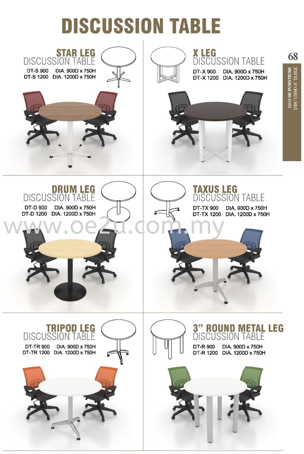 Round Discussion Table c/w Metal Tripod Leg (DT-TR)