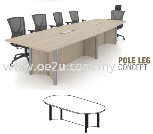 Oval Shape Conference Table c/w Pole Leg (PRC)